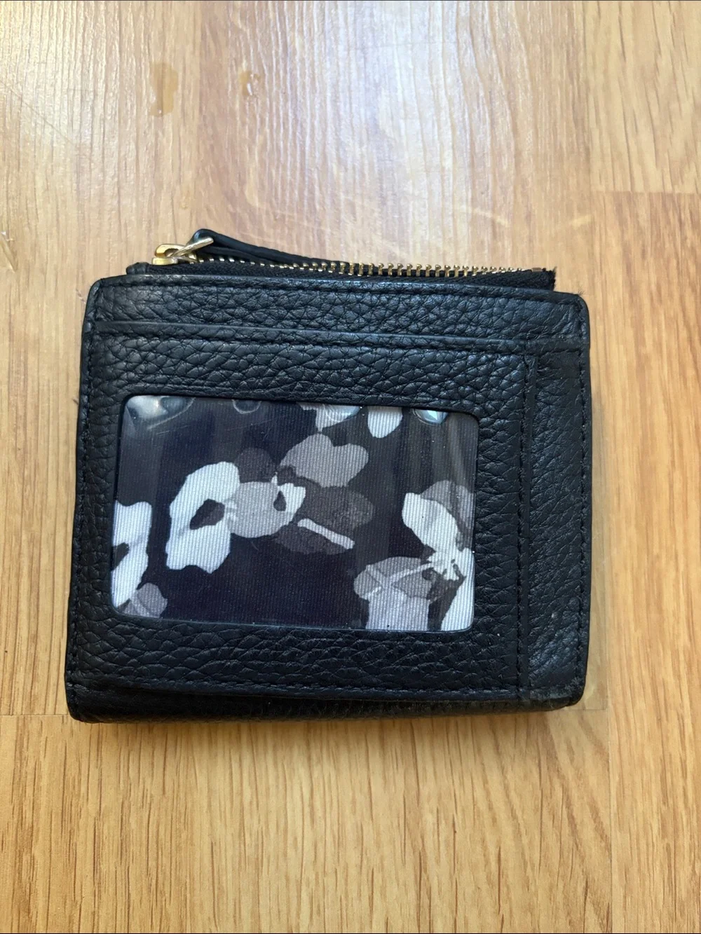 Kate spade small zip wallet black leather coin